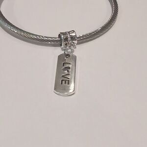 Silver Love Dangle Charm for Pandora Style Bracelet